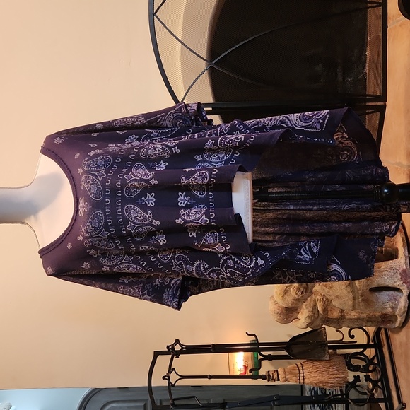 Free People No Matter What Paisley Paisley Cotton Oversized Top | Medium - Picture 7 of 13